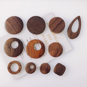 Natural Wood Geometric Earring Findings Walnut Color Wooden Pendant Charms For DIY Jewelry Making Handmade Earring Accessories