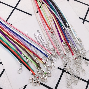 Collares de cordón de cera multicolor ajustables con cierres de langosta de metal