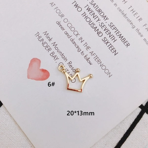 Macro shot of 20x13mm gold hollow crown pendant for DIY jewelry making accessories