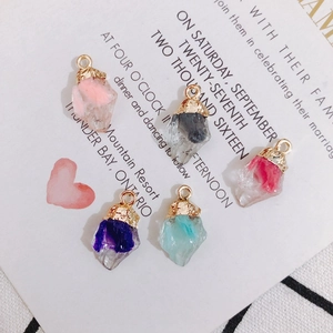 Ethnic Style DIY Jewelry Accessories Geometric Transparent Acrylic Crystal Pendant Alloy Edging Earrings Necklace Charms