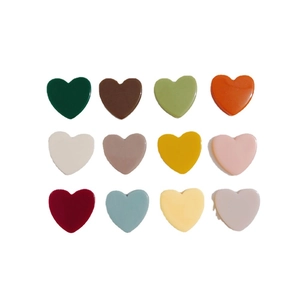 Breloques en acrylique en forme de cœur, 12 couleurs mates pour création de bijoux
