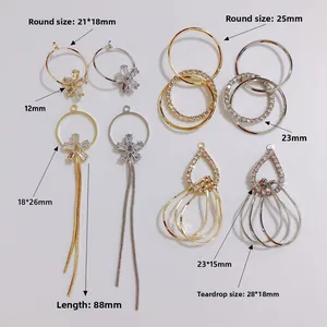 Mode lange kristallen zirkoon kwastje oorbellen met DIY sieraden onderdelen in goud en zilver