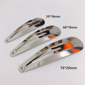 Detailed size comparison of three silver teardrop metal hair clips with dimensions