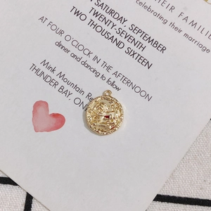 Detailed macro view of an 18K gold-plated Leo zodiac pendant with vintage relief design