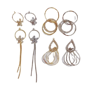 Modieuze lange kristallen zirkoon ketting kwastje oorbellen in goud en zilver plating