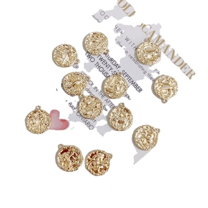 18K gold plated 12 zodiac constellation coin pendants for DIY jewelry making sets