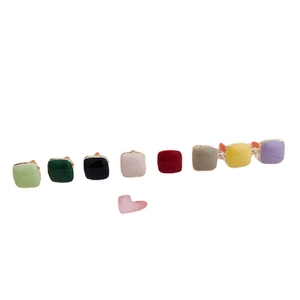 Minimalist square alloy enamel stud earrings in eight colors with 925 silver needle pins
