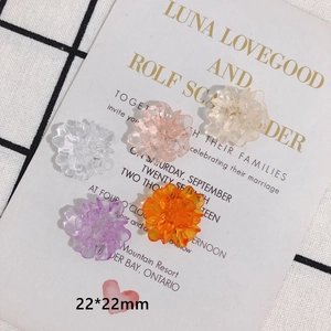 DIY translucent resin flower charms 22mm in five colors for elegant jewelry making