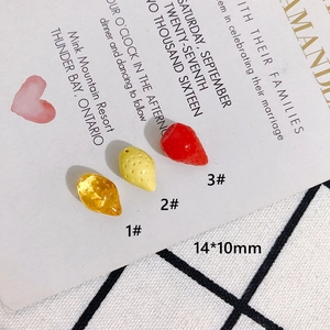 Mini resin strawberry and lemon pendants with side holes for DIY jewelry making