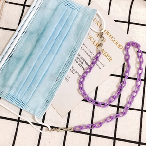 Chaîne à maillons en plastique violet avec fermoirs mousquetons argent pour lunettes