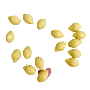 Miniature yellow lemon resin beads with textured peel for DIY jewelry making