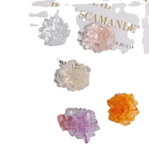 Translucent resin flower charms in five colors for DIY jewelry and hair accessories