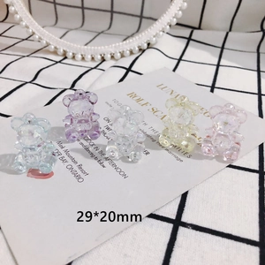 Faceted Acrylic Bear Pendant Iridescent Transparent Cartoon Bear Charm For DIY Jewelry Making Accessory Handcrafted Earrings Finding