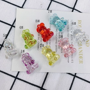 Translucent faceted acrylic bear charms in various colors for DIY jewelry making