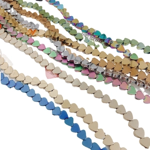 Flat heart-shaped hematite beads in multiple colors for DIY jewelry making and crafts