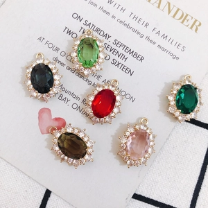 Pendentifs ovales en cristal vintage avec strass en six couleurs pour bijoux artisanaux