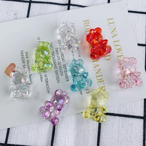 DIY colorful acrylic bear charms for jewelry making in seven vibrant crystal shades