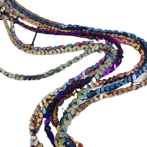 Polished metallic faceted hematite beads for DIY jewelry making in multiple colors