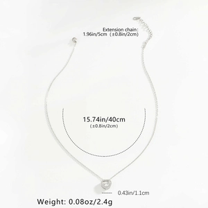 Size chart of heart pendant necklace showing 40cm chain length and 1.1cm pendant size