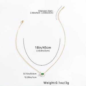 Tabella dettagliata delle taglie della collana d'oro con gemma verde e misure catena