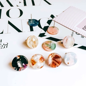 Minimalist Round Acetate Stud Earrings Marble Pattern Tortoise Shell Design Retro Cellulose Acetate Earrings For Women