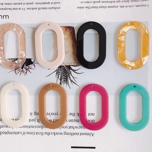 Accessoires de Bijoux DIY Pendentifs Ovales en Plastique Acrylique Colorés Matériaux Texture de Marbre Écaille de Tortue Breloques en Résine pour la Fabrication de Bijoux