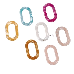 Pendentifs ovales colorés en acrylique avec texture marbre et anneau ouvert pour bijoux DIY