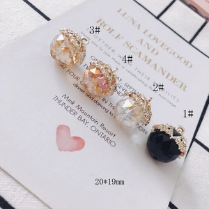 Set of four 20mm acorn glass charms with gold metal caps for DIY jewelry making