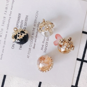 Alloy Glass Rhinestone Artificial Pearl Pendants Round Acorn Crown Shapes For DIY Jewelry Earrings Necklaces Craft Supplies