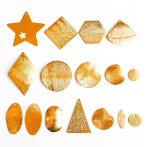 DIY Brushed Gold Plated Copper Geometric Pendants For Jewelry Making Minimalist Star Circle Rhombus Charms DIY Material