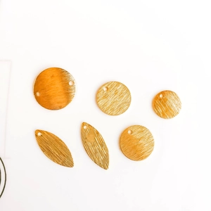 DIY gold plated brass jewelry pendants with brushed texture and irregular geometric shapes