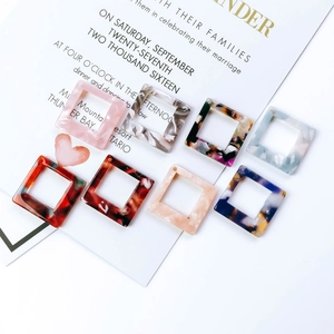 Vierkante Acetaat Hars Holle Hangers Voor DIY Oorbel Sieraden Maken Marmer Schildpad Textuur Sieraden Onderdelen
