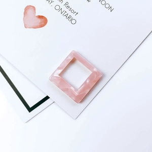 Roze marmeren textuur acryl holle vierkante bedel voor DIY oorbellen maken
