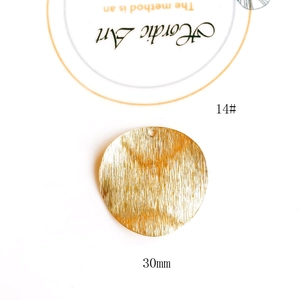 30mm DIY gold plated circular geometric pendant with brushed metal texture and top hole