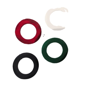 Colorful geometric wooden rings for DIY earring and jewelry making in four vibrant colors