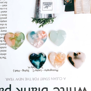DIY acetate resin heart charms set with marble texture for jewelry making and earrings