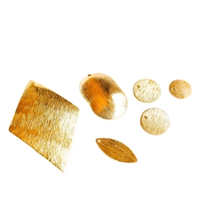 DIY brushed gold plated geometric pendants in rhombus, oval, and round shapes