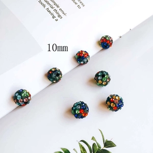 Detail shot of 10mm colorful rhinestone crystal beads for DIY jewelry making
