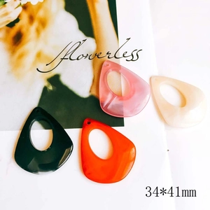 DIY jewelry parts featuring geometric resin hollow teardrop pendants in various colors