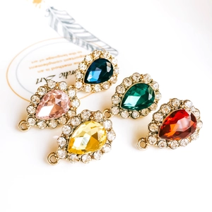 Five-color water drop crystal pendants with gold plating for DIY jewelry making