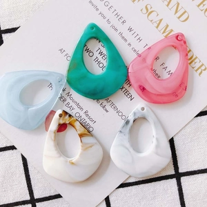 DIY teardrop resin geometric hollow earring charms in assorted marble and pastel colors