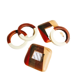 DIY geometric wooden pendant accessories featuring round and square color-block designs