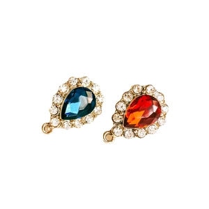 DIY crystal teardrop rhinestone earrings with gold setting and hanging loop detail