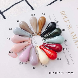 Polished resin teardrop pendants in 14 colors with hanging holes for DIY jewelry making