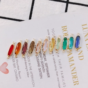 Colorful faceted crystal link charms with gold copper plating for DIY jewelry making