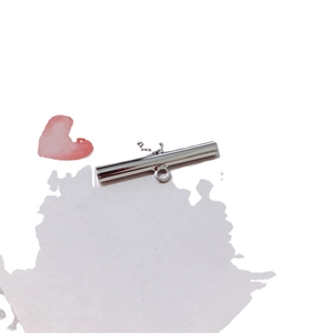 Fermoir tube coulissant argenté poli avec anneau central pour bijoux DIY à plusieurs rangs