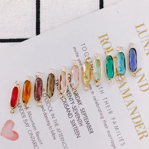 DIY colorful oval crystal pendants with gold double loops for necklaces and bracelets