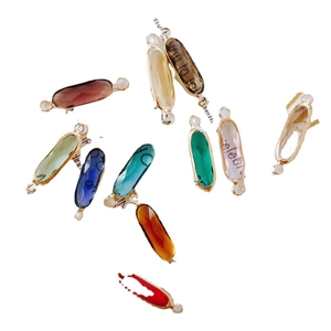 Multicolor faceted crystal oval pendants with gold plated edges for DIY jewelry