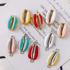 Gold-plated enamel shell charms for DIY jewelry making in assorted pastel colors