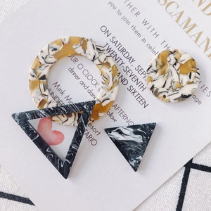 DIY Sieradenaccessoires Acetaat Hars Marmerpatroon Geometrische Ronde Driehoek Holle Charms Voor Oorbellen Maken